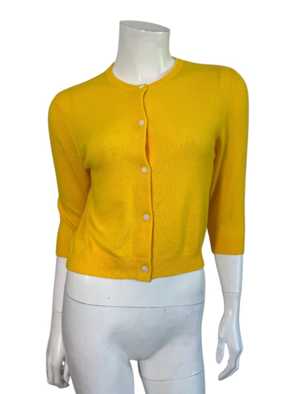 JILL ROBERTS Cropped Cashmere Cardigan in Daffodil Size S